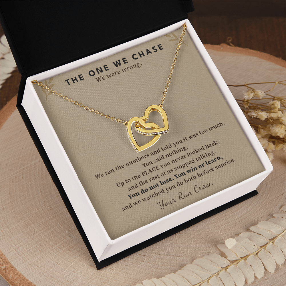 Half Marathon Runner Necklace Race Finisher Gift From Run Crew | Message Card | Two Hearts Pendant