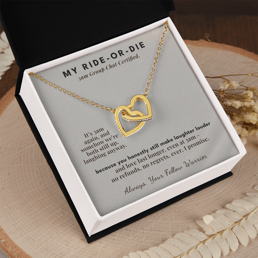 Bestie Menopause Necklace Birthday Gift From Friend | Message Card | Two Hearts Midlife Humor