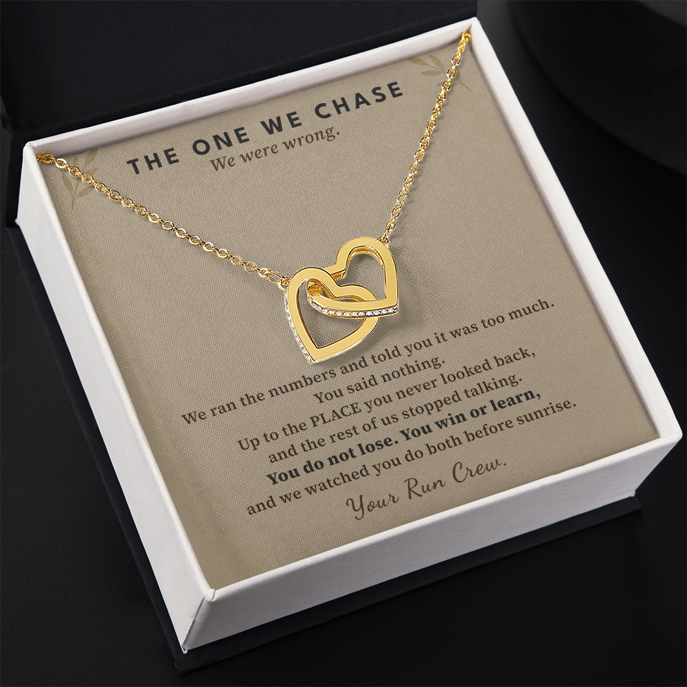 Half Marathon Runner Necklace Race Finisher Gift From Run Crew | Message Card | Two Hearts Pendant