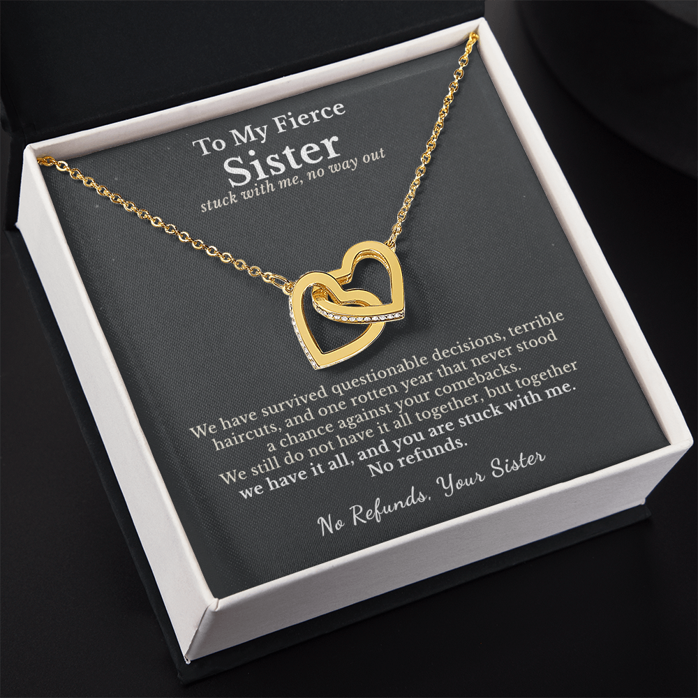 Sister Cancer Survivor Necklace Support Gift From Sister | Message Card | Two Hearts Pendant