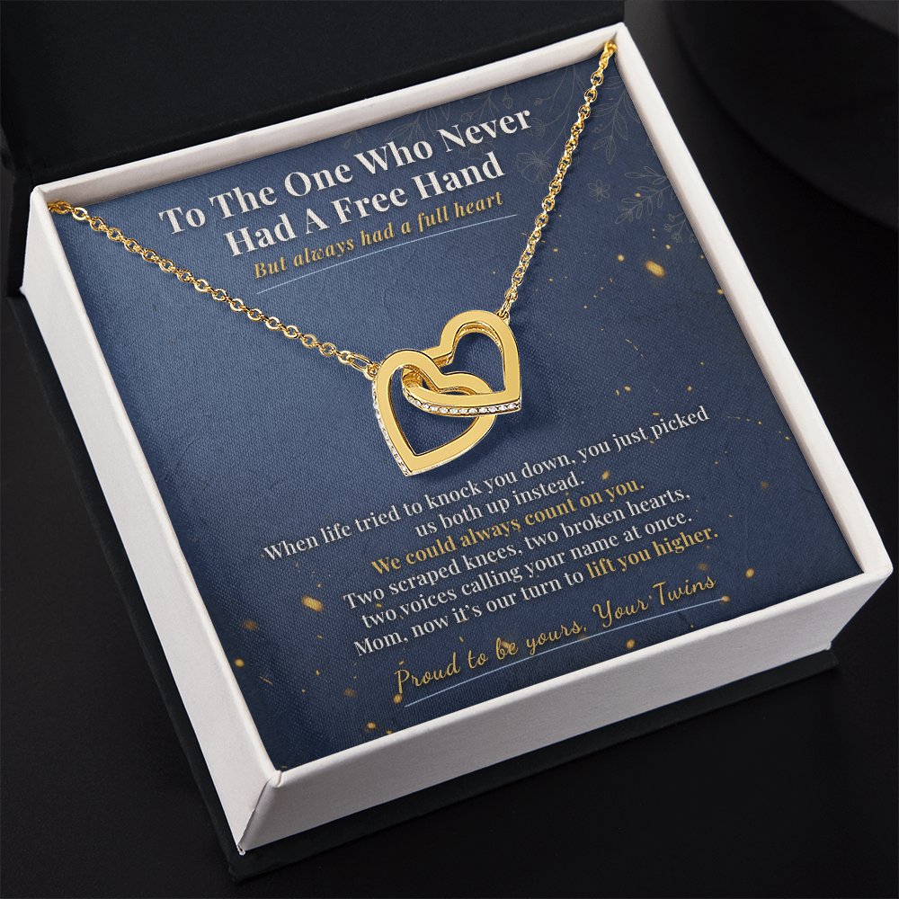 Mom of Twins Necklace Keepsake Gift | Message Card | Two Hearts Pendant Baby Shower