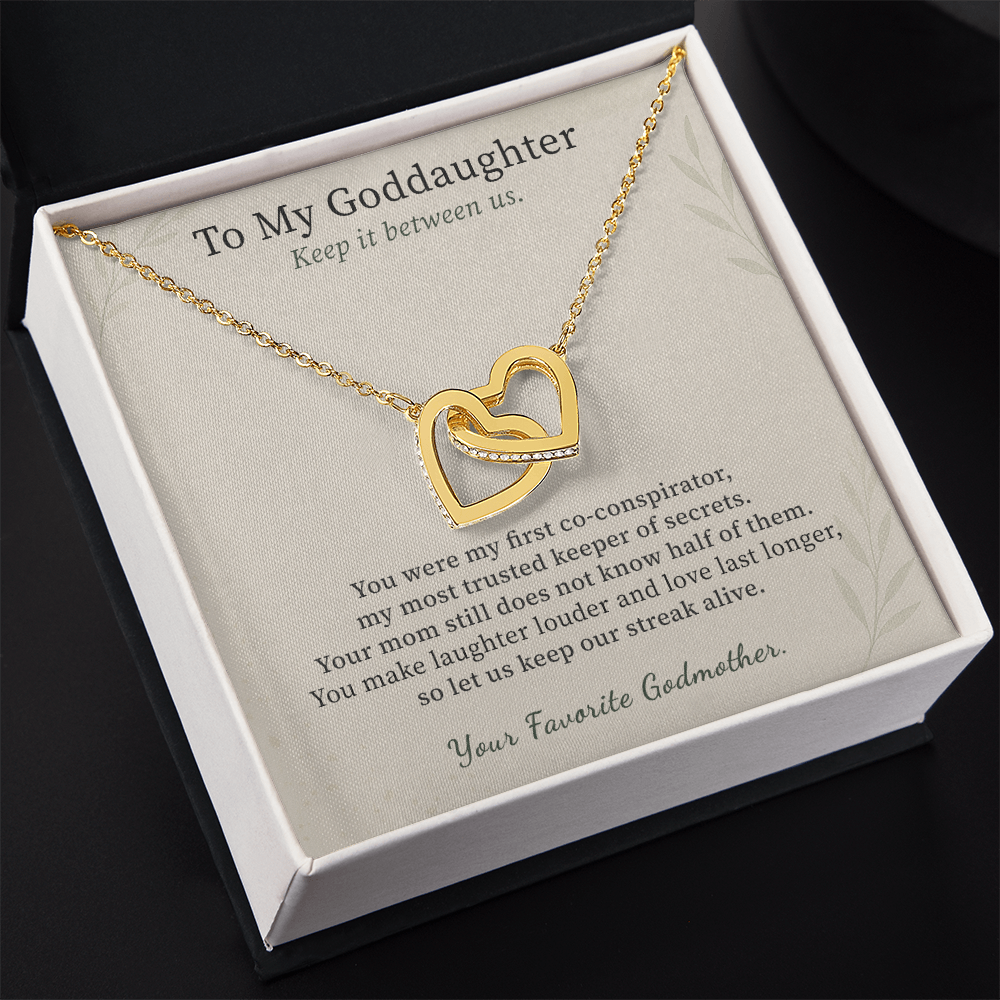 Sweet Goddaughter Necklace Graduation Gift From Fairy Godmother | Message Card | Two Hearts