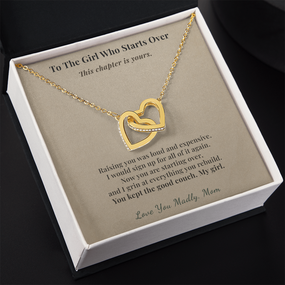 Daughter Necklace New Home Gift From Mom | Message Card | Two Hearts Pendant
