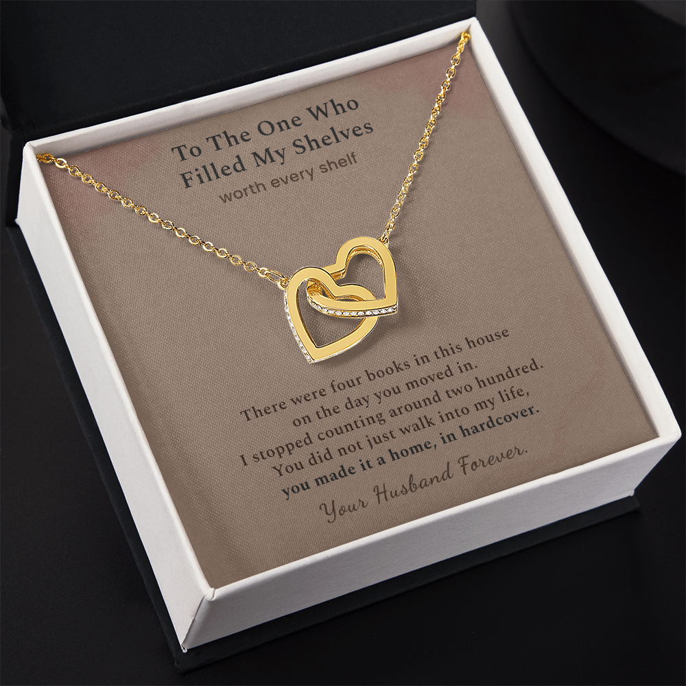 Bookish Soulmate Necklace Anniversary Gift | Message Card | Two Hearts Pendant Book Collector