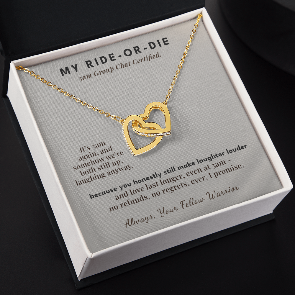 Bestie Menopause Necklace Birthday Gift From Friend | Message Card | Two Hearts Midlife Humor