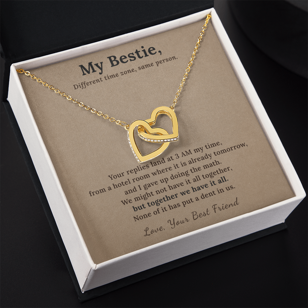Best Friend Flight Attendant Necklace Appreciation Gift | Message Card | Two Hearts Long Distance