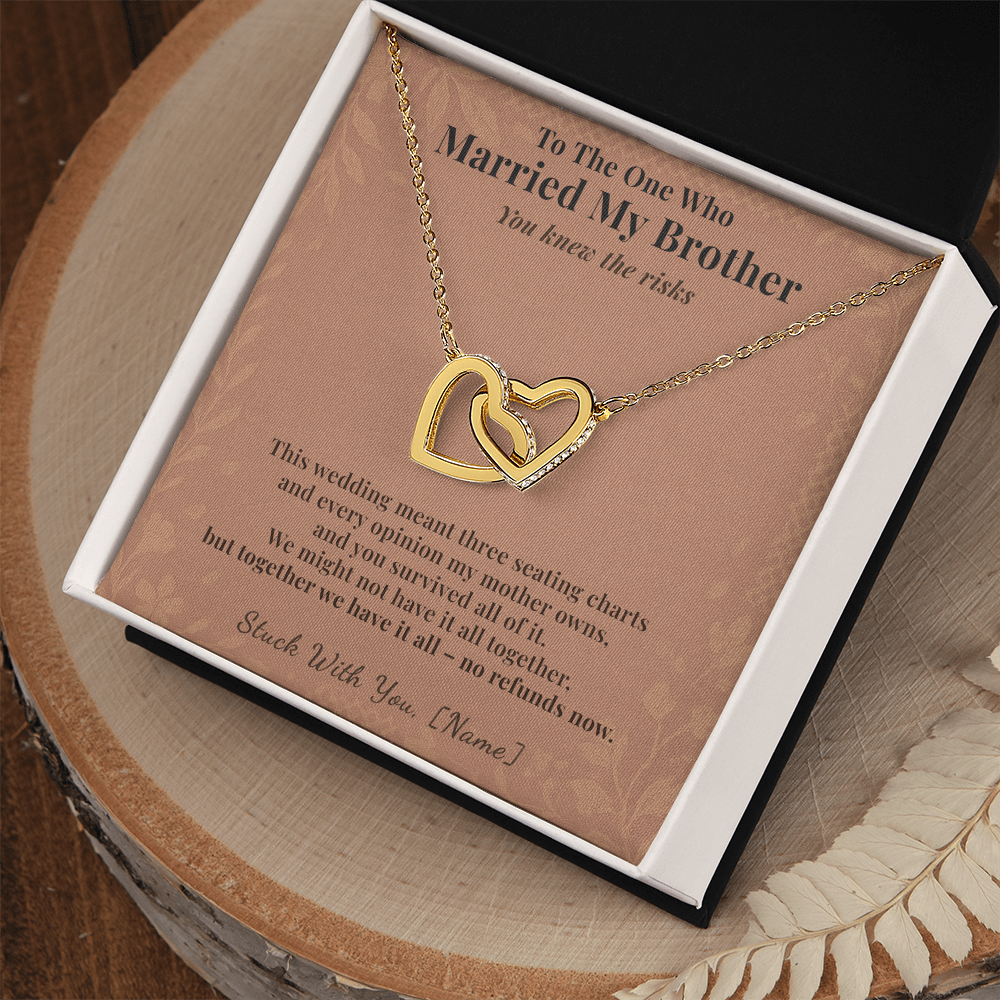 Bride Necklace Welcome Gift From Sister In Law | Message Card | Two Hearts Pendant