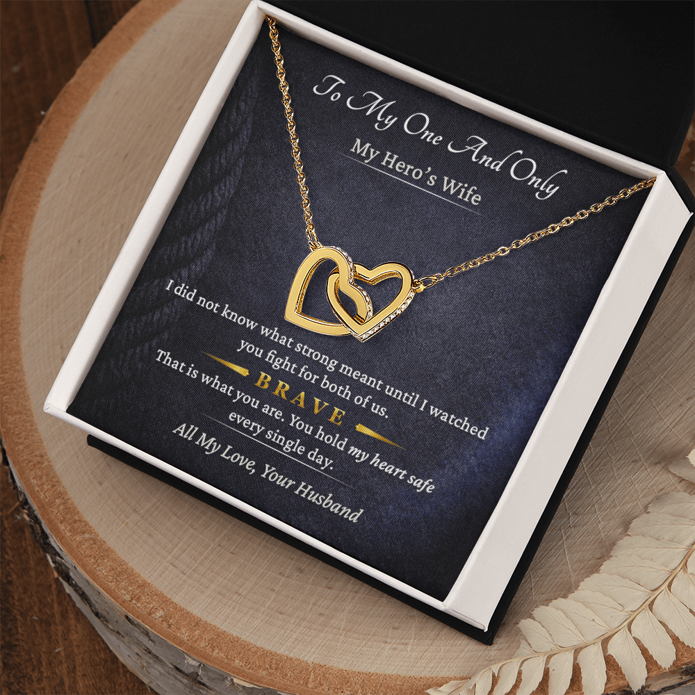 Interlocking Hearts Necklace for Lineman Wife Couple Gift | Message Card | Love