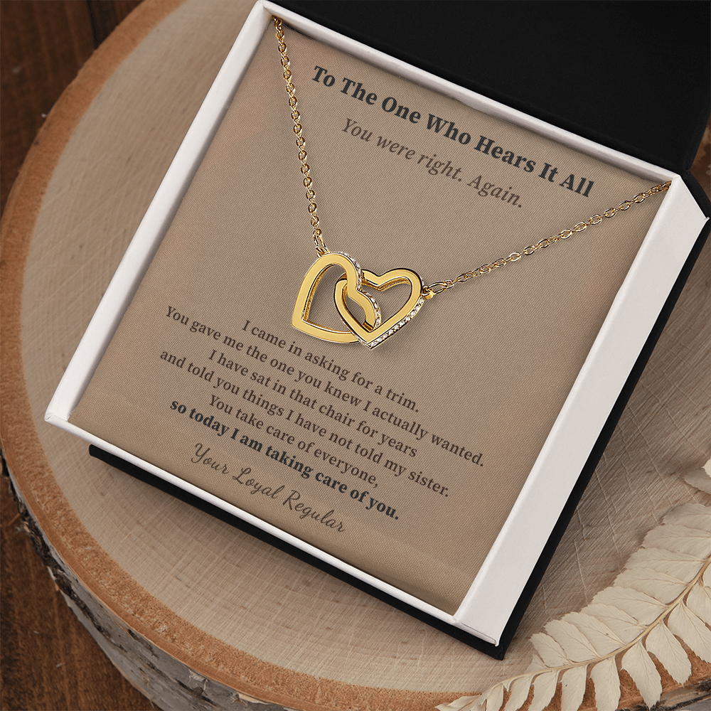 Hairdresser Necklace Thank You Gift From Loyal Client | Message Card | Two Hearts Keepsake