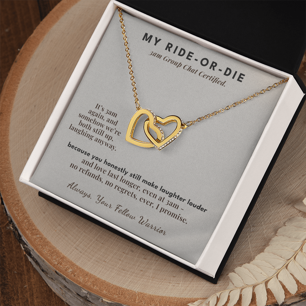 Bestie Menopause Necklace Birthday Gift From Friend | Message Card | Two Hearts Midlife Humor
