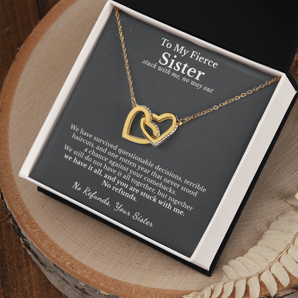 Sister Cancer Survivor Necklace Support Gift From Sister | Message Card | Two Hearts Pendant