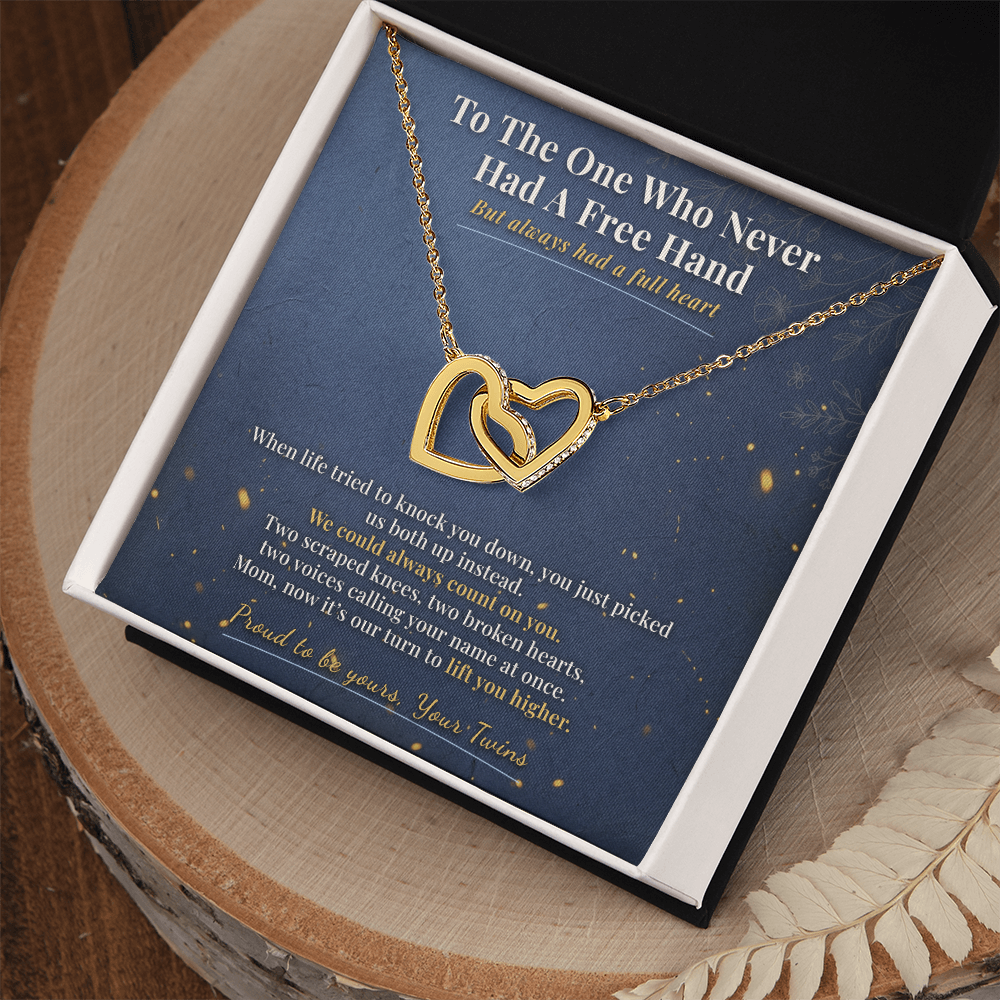 Mom of Twins Necklace Keepsake Gift | Message Card | Two Hearts Pendant Baby Shower