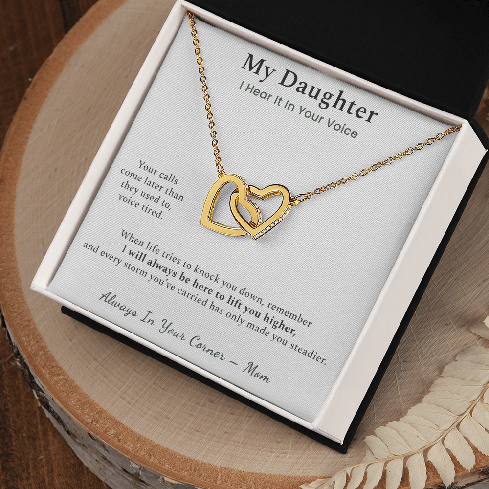 Daughter Necklace Support Gift From Mother | Message Card | Two Hearts Pendant Strength