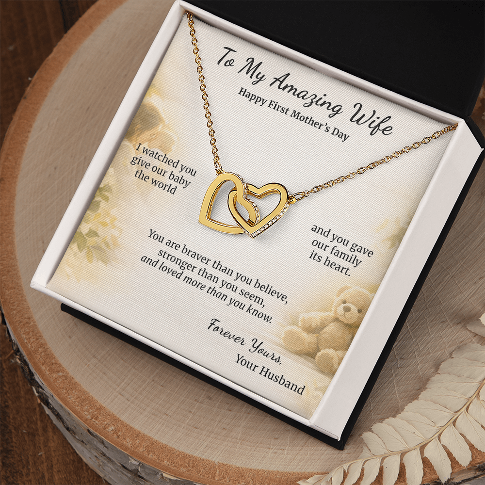 Interlocking Hearts Necklace for New Mom First Mothers Day | Message Card | Sentimental