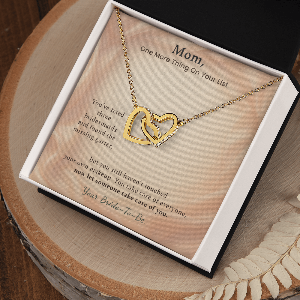 Mom Of The Bride Necklace Keepsake Gift From Daughter | Message Card | Two Hearts Pendant