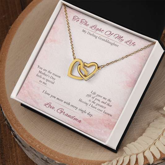 Granddaughter Necklace Sweet 16 Gift From Grandma | Prom | Message Card | Two Hearts