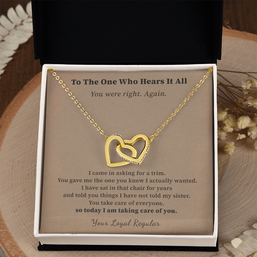 Hairdresser Necklace Thank You Gift From Loyal Client | Message Card | Two Hearts Keepsake