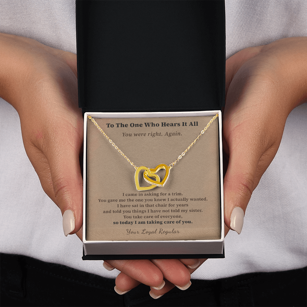 Hairdresser Necklace Thank You Gift From Loyal Client | Message Card | Two Hearts Keepsake