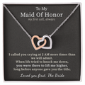 Maid Of Honor Necklace Thank You Gift From Bride | Message Card | Two Hearts Pendant
