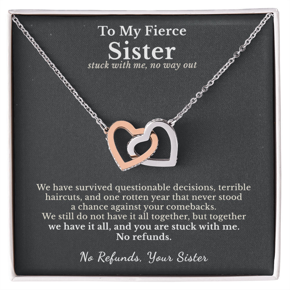 Sister Cancer Survivor Necklace Support Gift From Sister | Message Card | Two Hearts Pendant