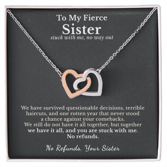 Sister Cancer Survivor Necklace Support Gift From Sister | Message Card | Two Hearts Pendant