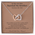Bride Necklace Welcome Gift From Sister In Law | Message Card | Two Hearts Pendant