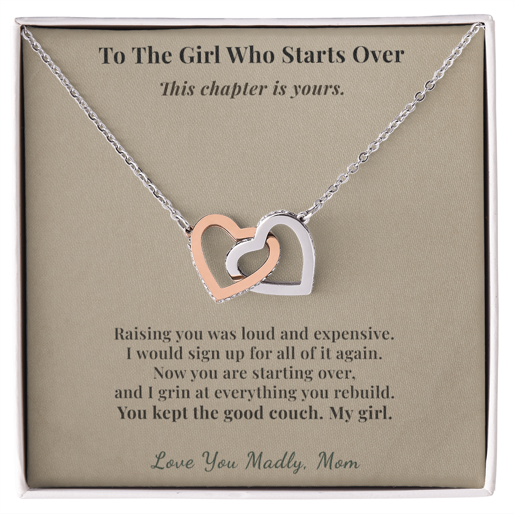 Daughter Necklace New Home Gift From Mom | Message Card | Two Hearts Pendant