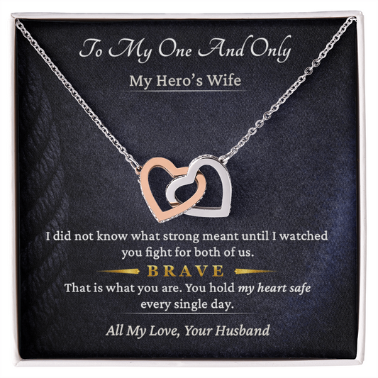 Interlocking Hearts Necklace for Lineman Wife Couple Gift | Message Card | Love