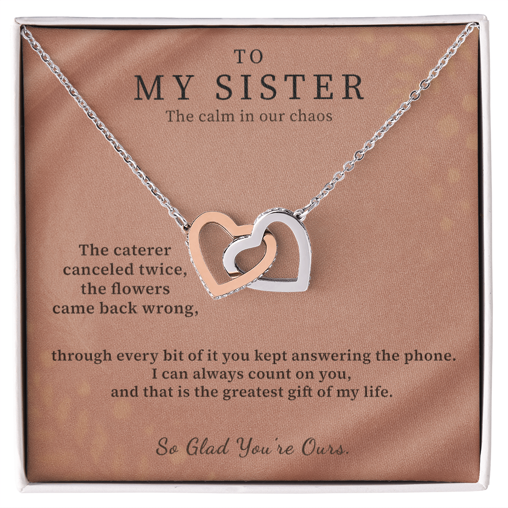 Wife Of My Brother Necklace Bridal Welcome Gift | Message Card | Two Hearts Pendant