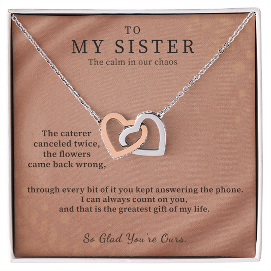 Wife Of My Brother Necklace Bridal Welcome Gift | Message Card | Two Hearts Pendant