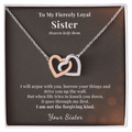 Little Sister Necklace Gift From Big Sis | Fiercely Loyal | Message Card | Two Hearts