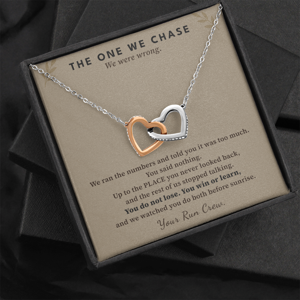 Half Marathon Runner Necklace Race Finisher Gift From Run Crew | Message Card | Two Hearts Pendant