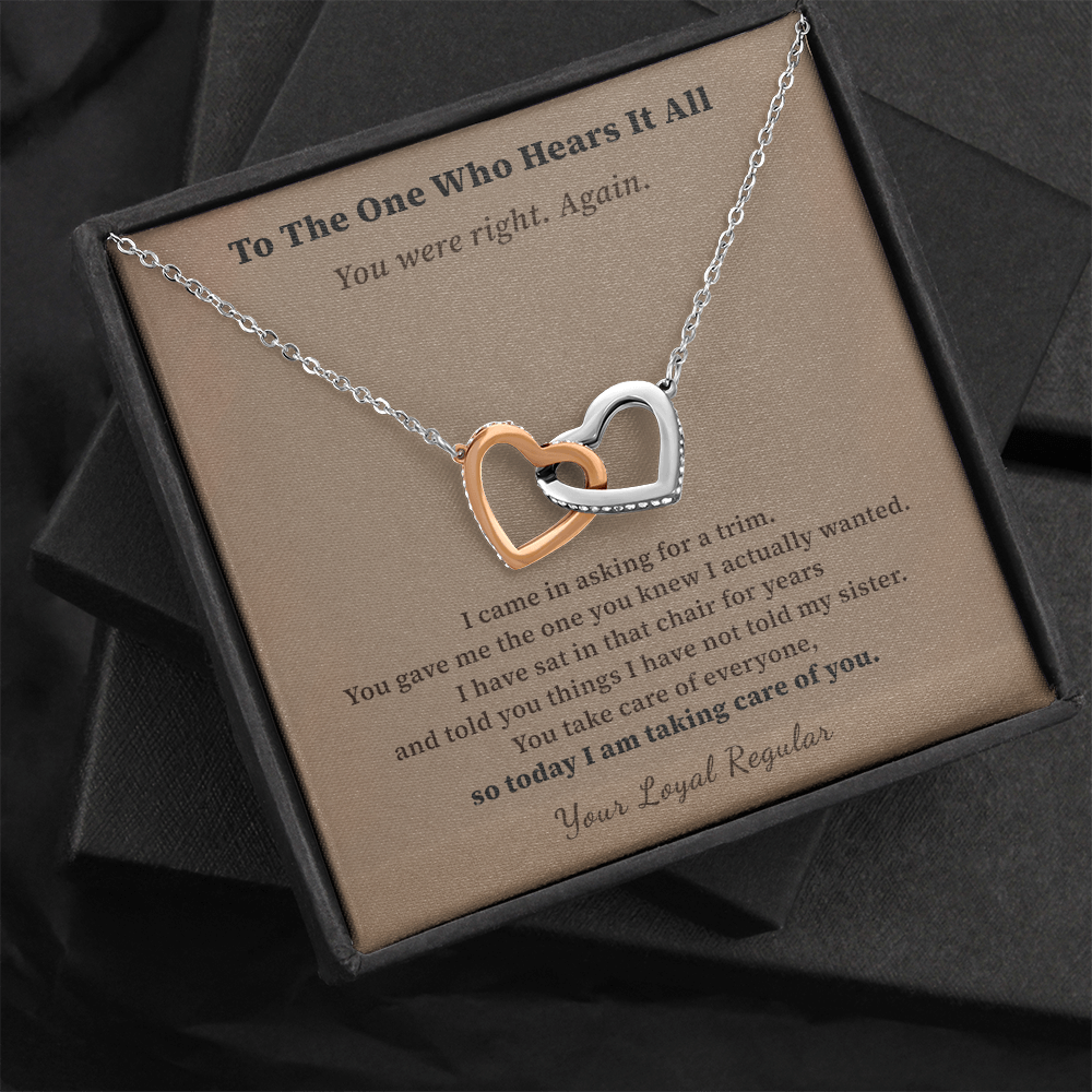 Hairdresser Necklace Thank You Gift From Loyal Client | Message Card | Two Hearts Keepsake