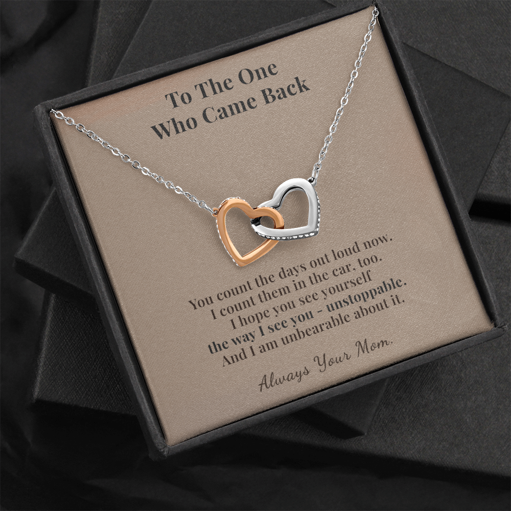 Daughter Sobriety Necklace Gift From Mom | Message Card | Two Hearts Pendant Milestone