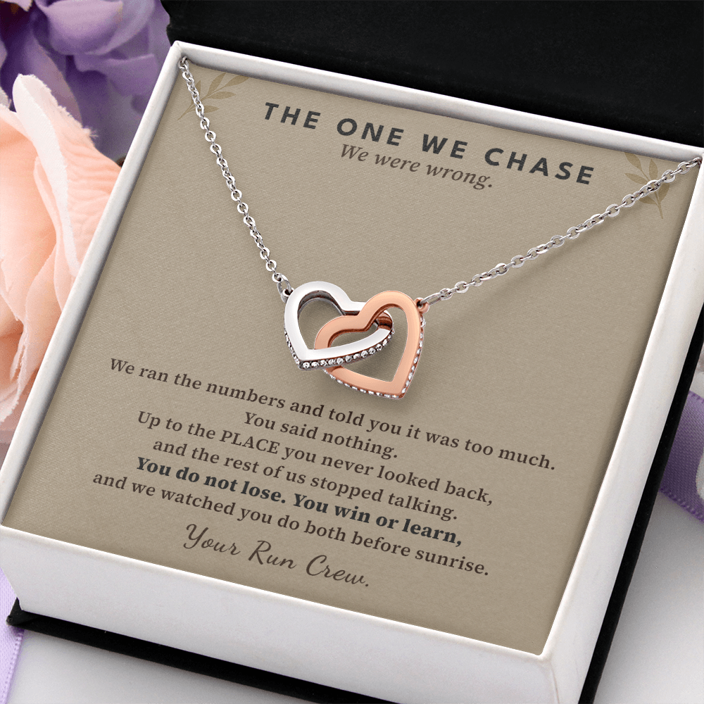 Half Marathon Runner Necklace Race Finisher Gift From Run Crew | Message Card | Two Hearts Pendant