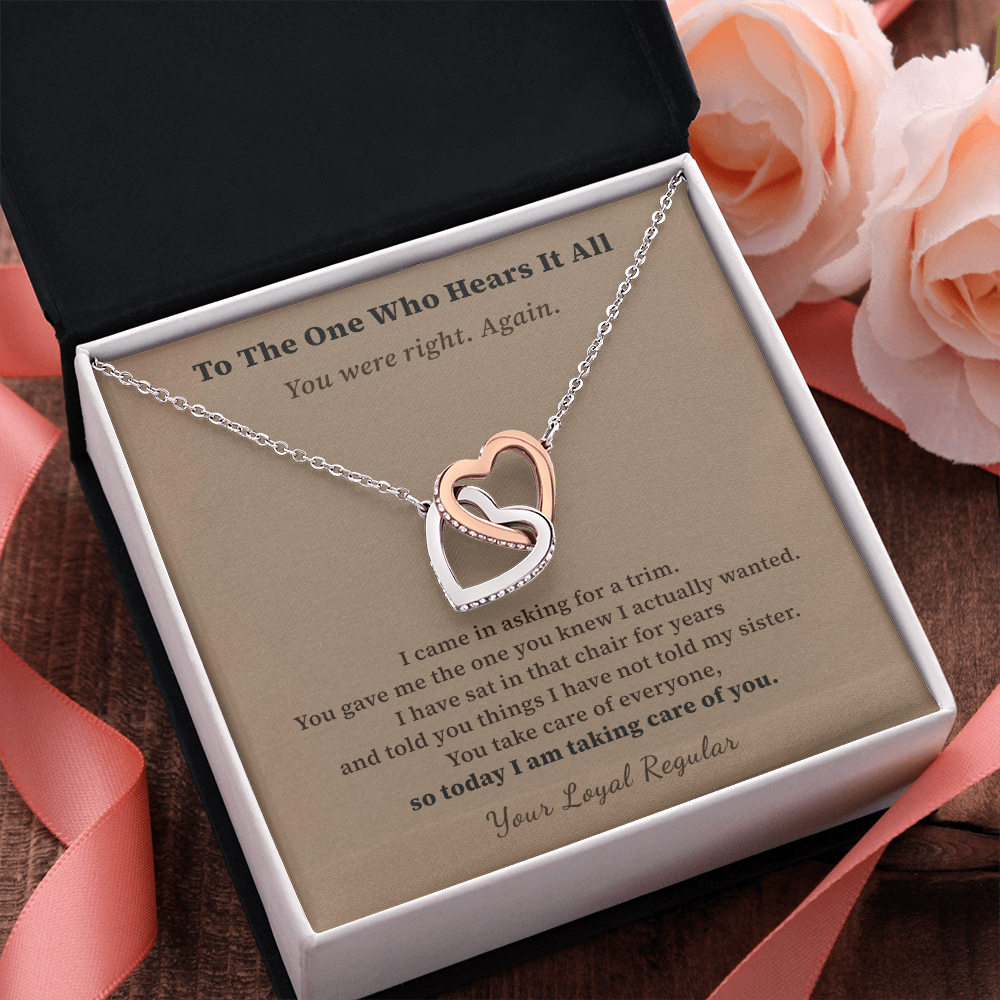 Hairdresser Necklace Thank You Gift From Loyal Client | Message Card | Two Hearts Keepsake