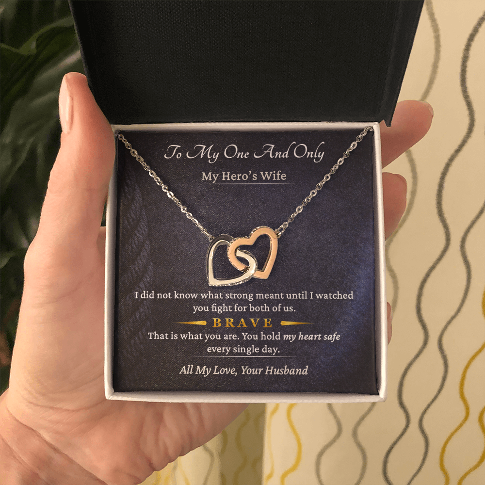 Interlocking Hearts Necklace for Lineman Wife Couple Gift | Message Card | Love