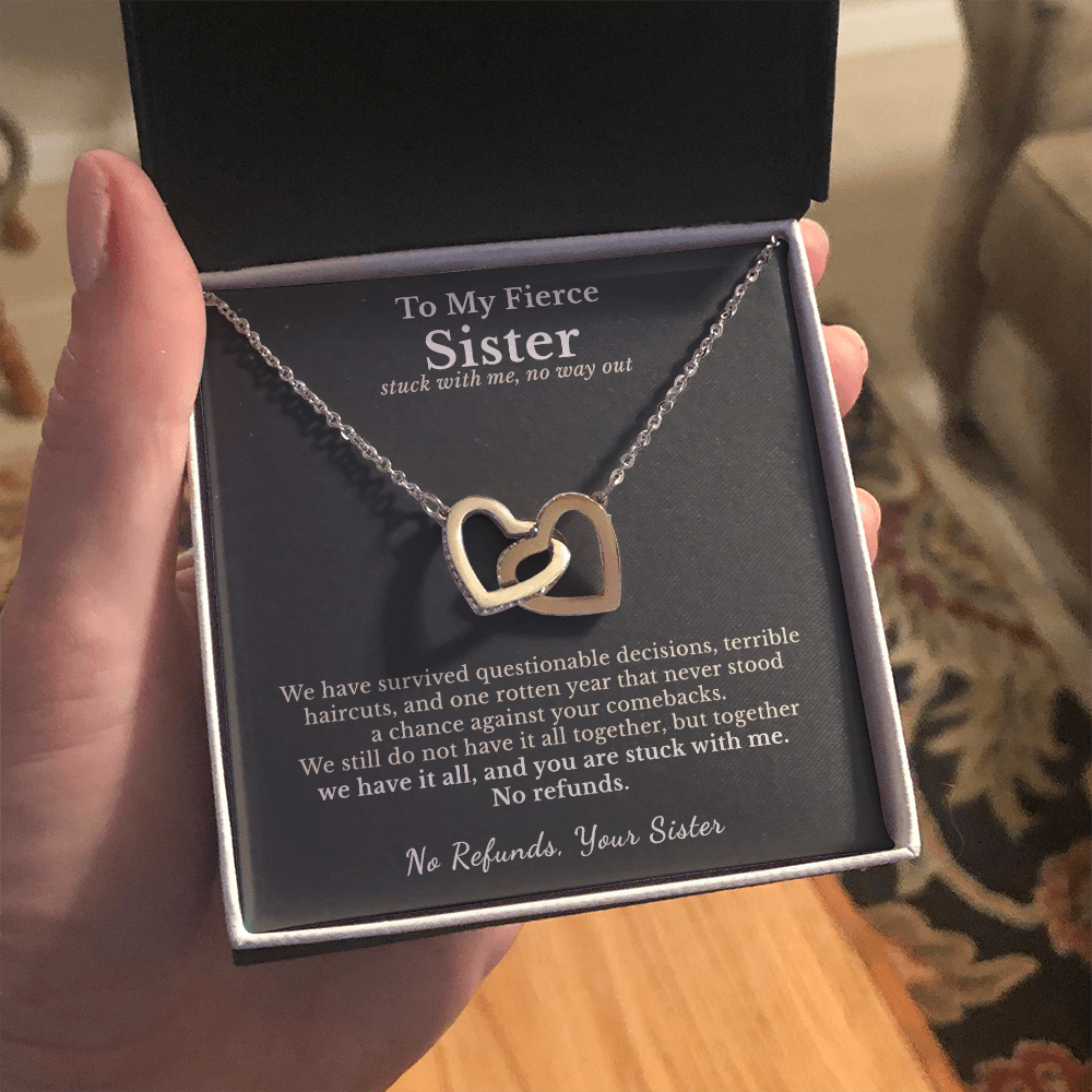 Sister Cancer Survivor Necklace Support Gift From Sister | Message Card | Two Hearts Pendant