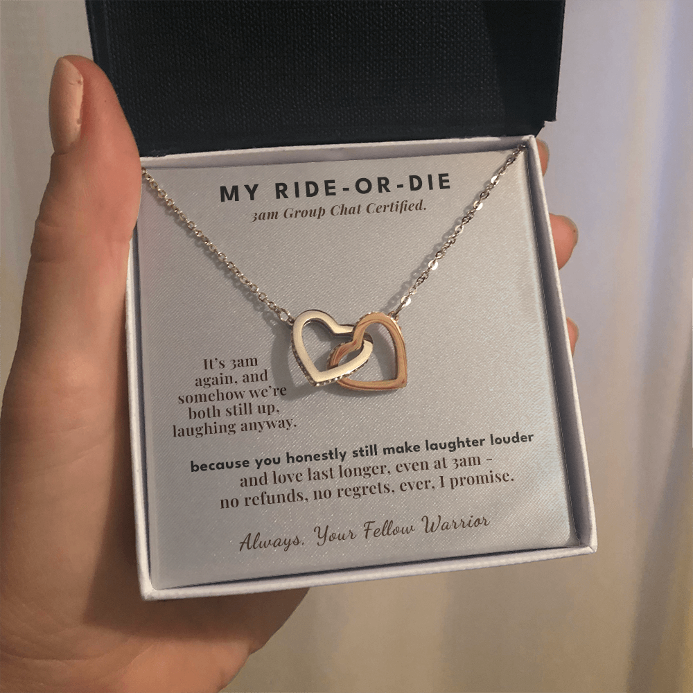 Bestie Menopause Necklace Birthday Gift From Friend | Message Card | Two Hearts Midlife Humor