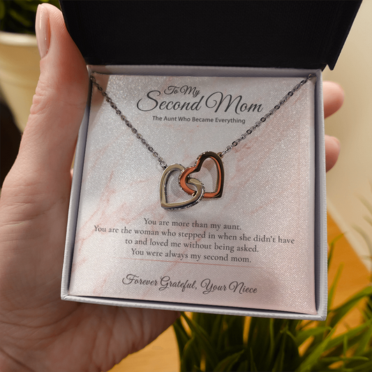 Auntie Necklace Gift From Niece | Our Bond Is Unmatched | Message Card Two Hearts Pendant