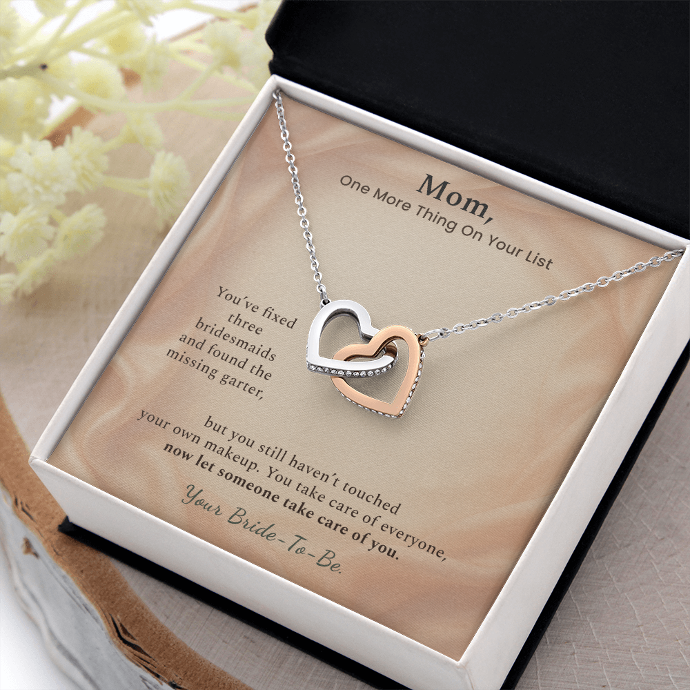 Mom Of The Bride Necklace Keepsake Gift From Daughter | Message Card | Two Hearts Pendant