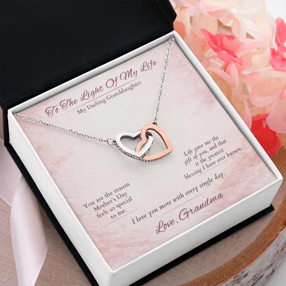 Granddaughter Necklace Sweet 16 Gift From Grandma | Prom | Message Card | Two Hearts