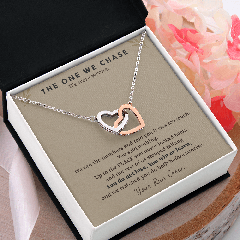 Half Marathon Runner Necklace Race Finisher Gift From Run Crew | Message Card | Two Hearts Pendant