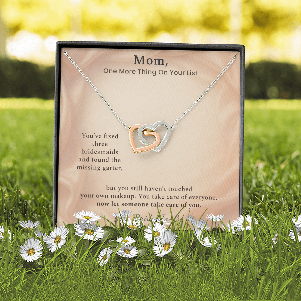 Mom Of The Bride Necklace Keepsake Gift From Daughter | Message Card | Two Hearts Pendant
