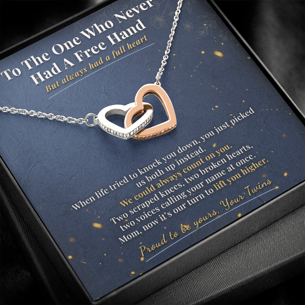 Mom of Twins Necklace Keepsake Gift | Message Card | Two Hearts Pendant Baby Shower