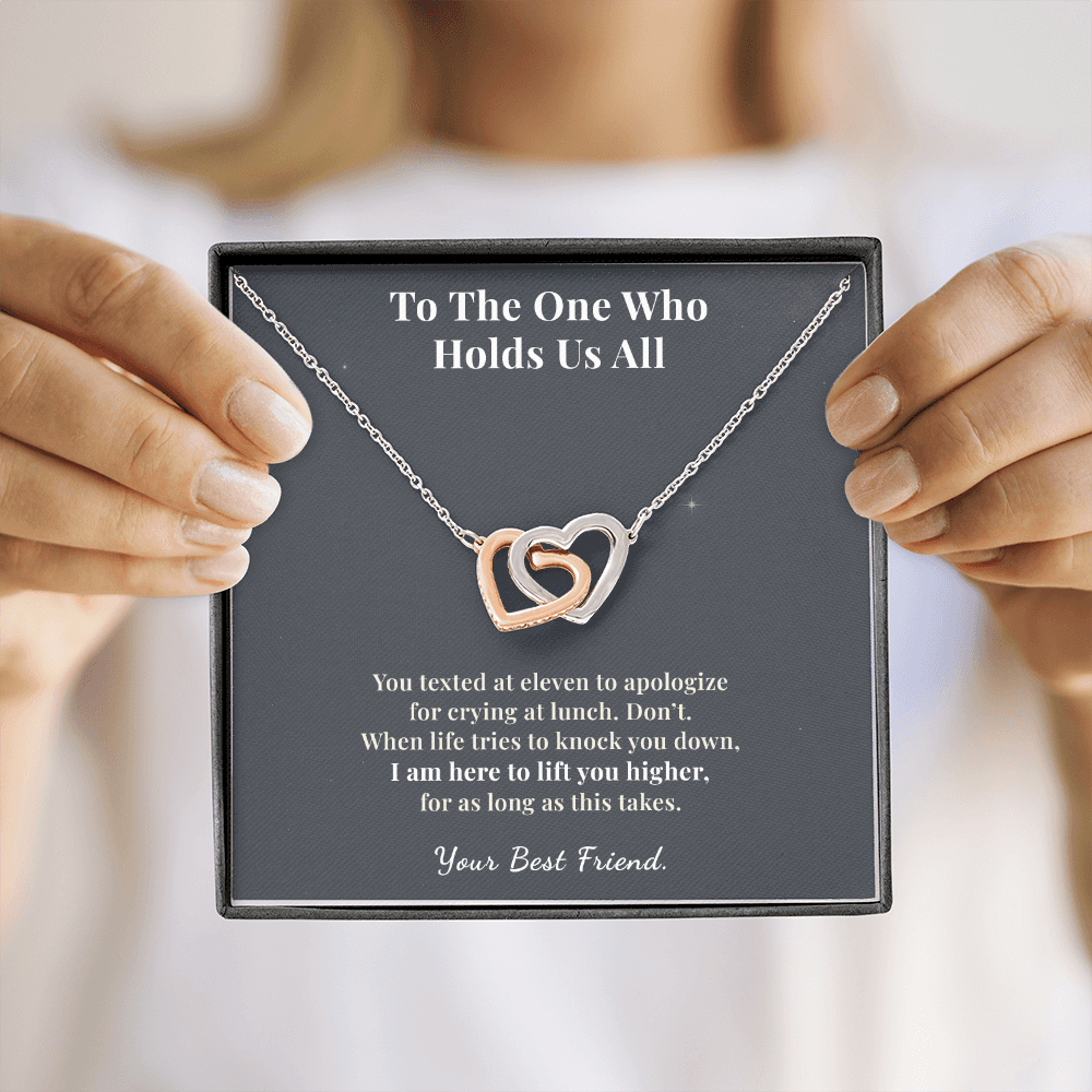 Best Friend Necklace Mother Loss Gift From Friend | Message Card | Two Hearts Pendant