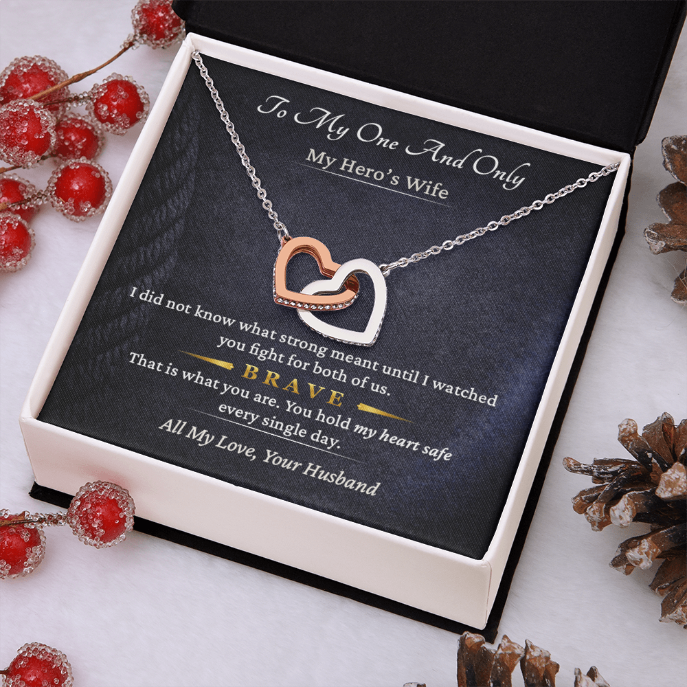 Interlocking Hearts Necklace for Lineman Wife Couple Gift | Message Card | Love