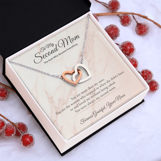 Auntie Necklace Gift From Niece | Our Bond Is Unmatched | Message Card Two Hearts Pendant