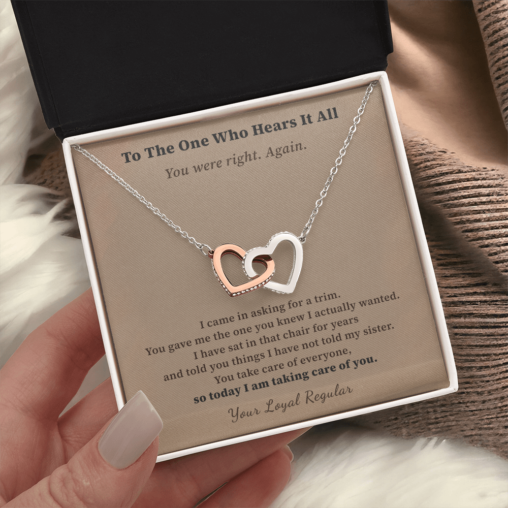 Hairdresser Necklace Thank You Gift From Loyal Client | Message Card | Two Hearts Keepsake