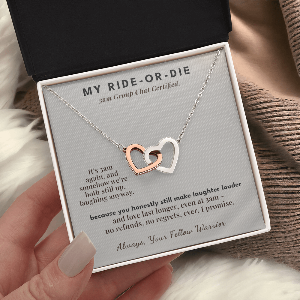 Bestie Menopause Necklace Birthday Gift From Friend | Message Card | Two Hearts Midlife Humor